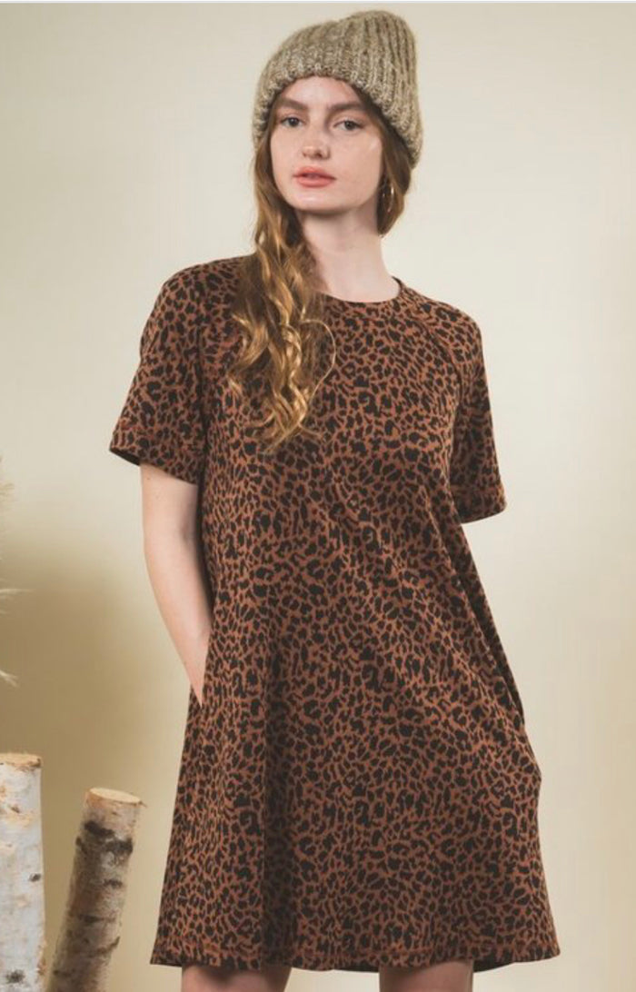 Leopard Print Mocha Dress