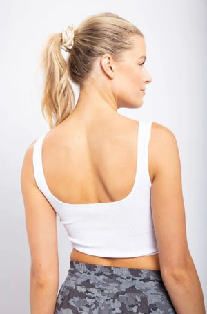 White Ribbed Crop Top