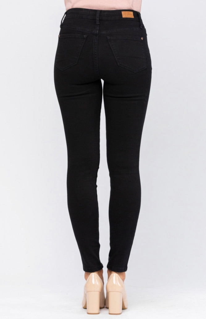 Jacqueline Judy Blue Black Mid Rise Jeans