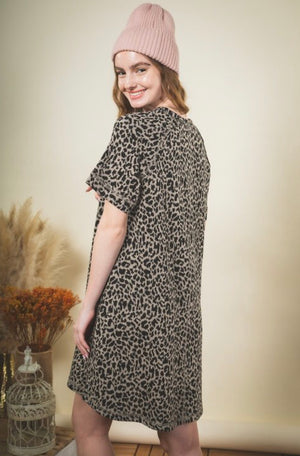 Leopard Print Olive Dress