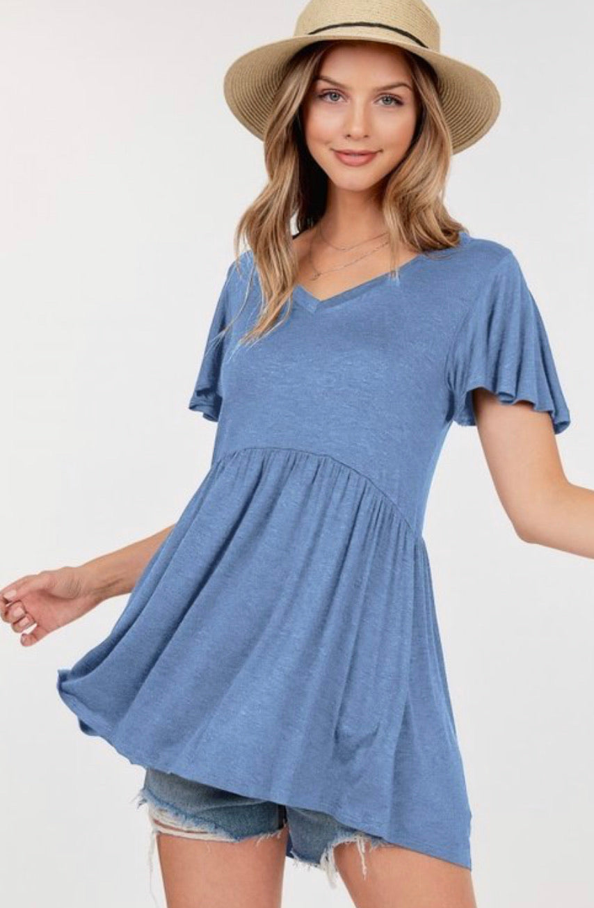 Rust V-Neck Babydoll Tunic Top – Speak Delicate