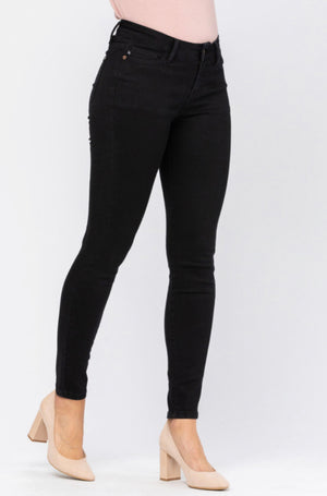 Jacqueline Judy Blue Black Mid Rise Jeans