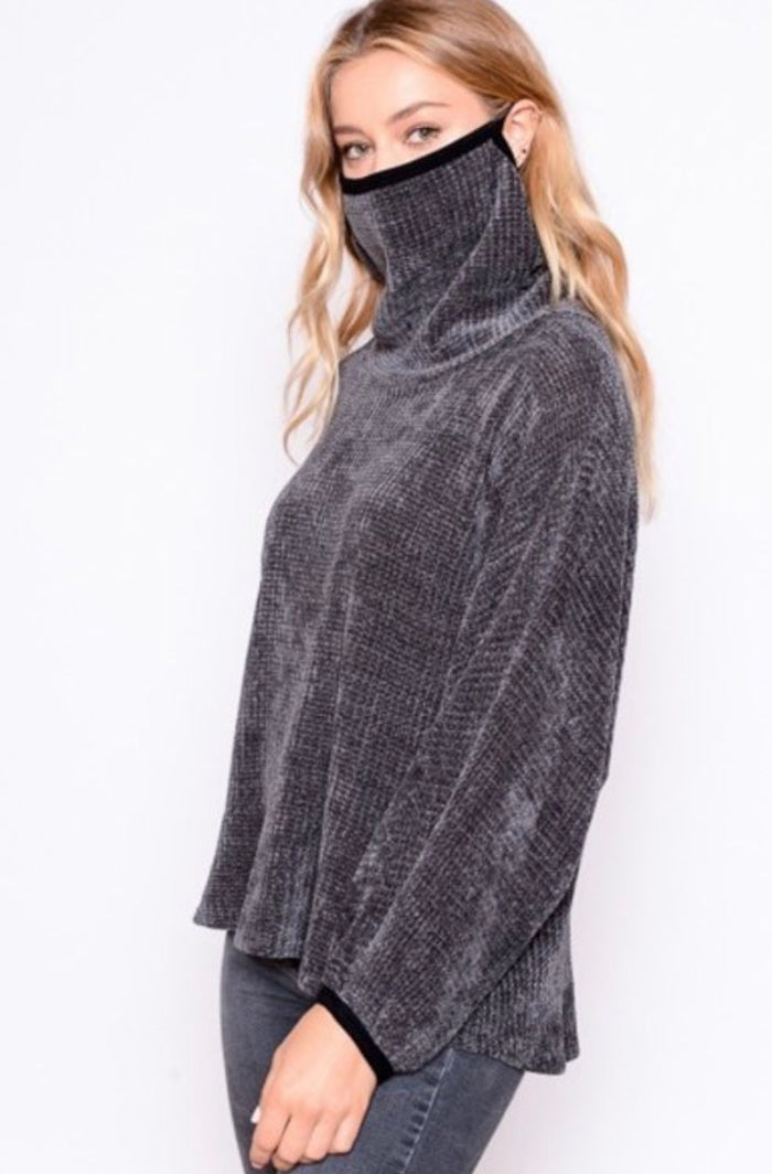 Charcoal Long Sleeve Mask Sweater