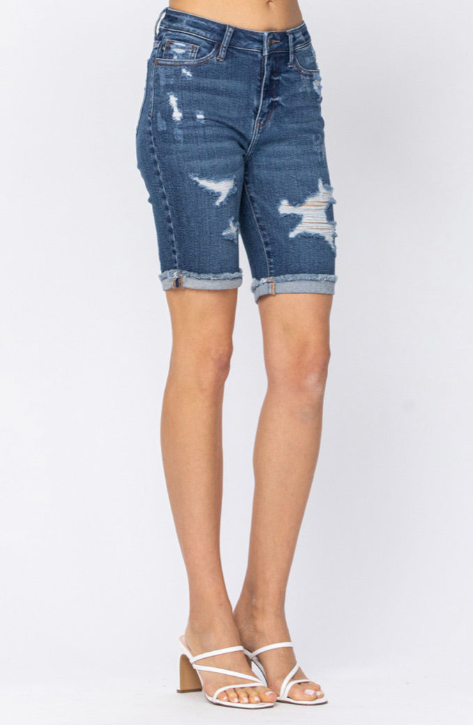 Judy Blue Destroyed Bermuda Shorts