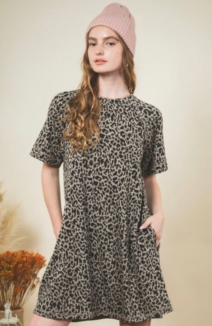 Leopard Print Olive Dress